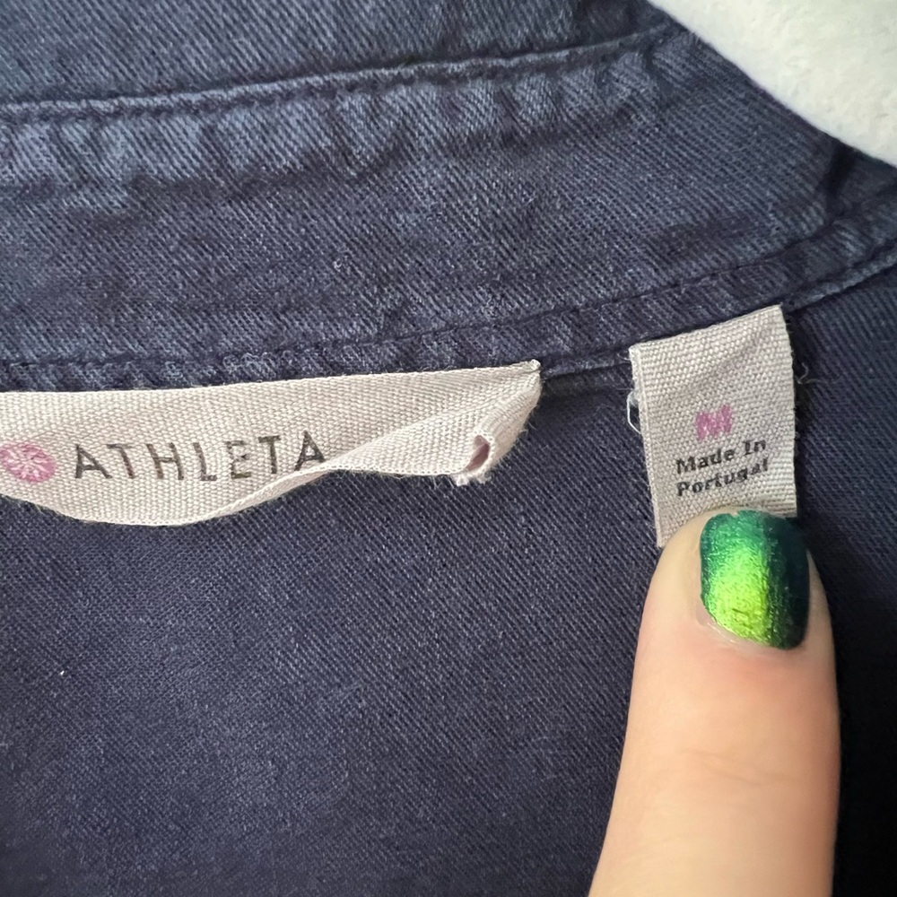 Athleta Dark Blue Button Up Shirt - Picture 2 of 3